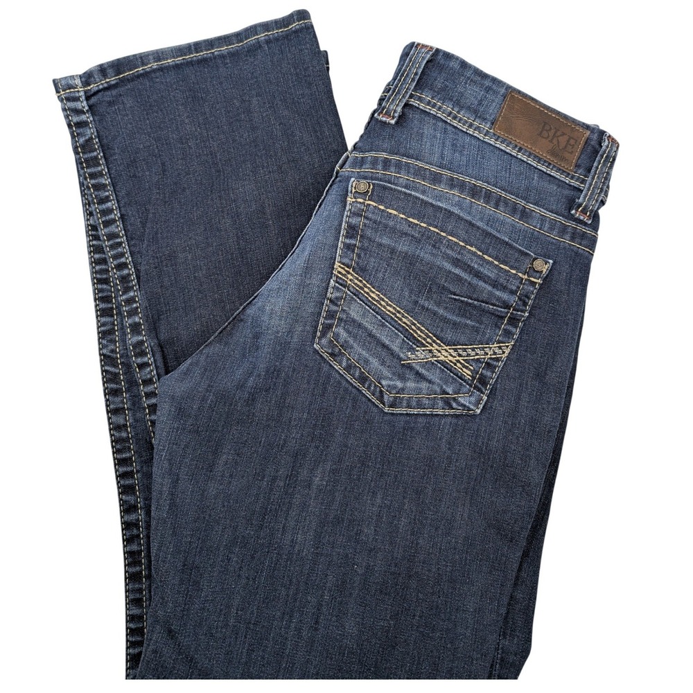 BKE Harper Straight Leg Jeans Dark Wash Stretch Denim 30R‎ BPL1406 FLAW